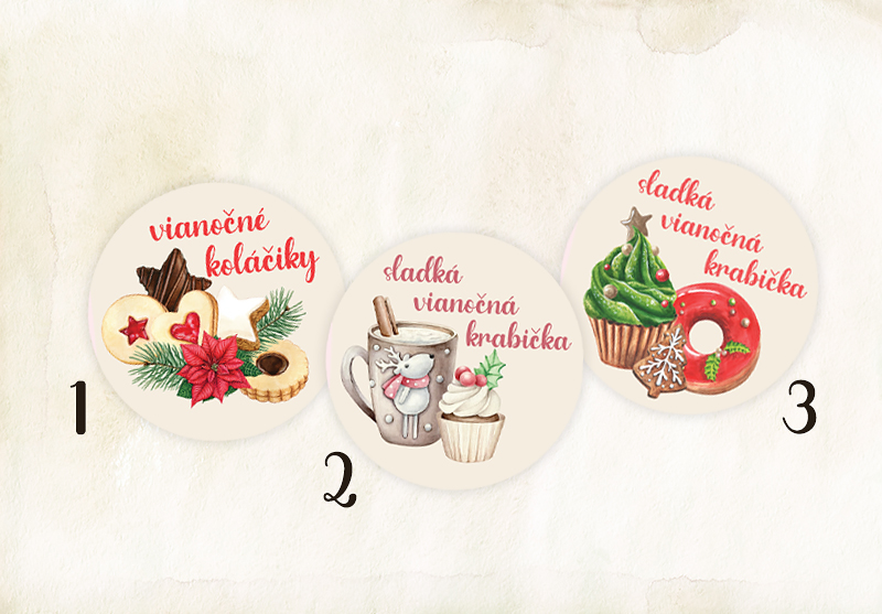 Nálepky na sladké vianočné krabičky