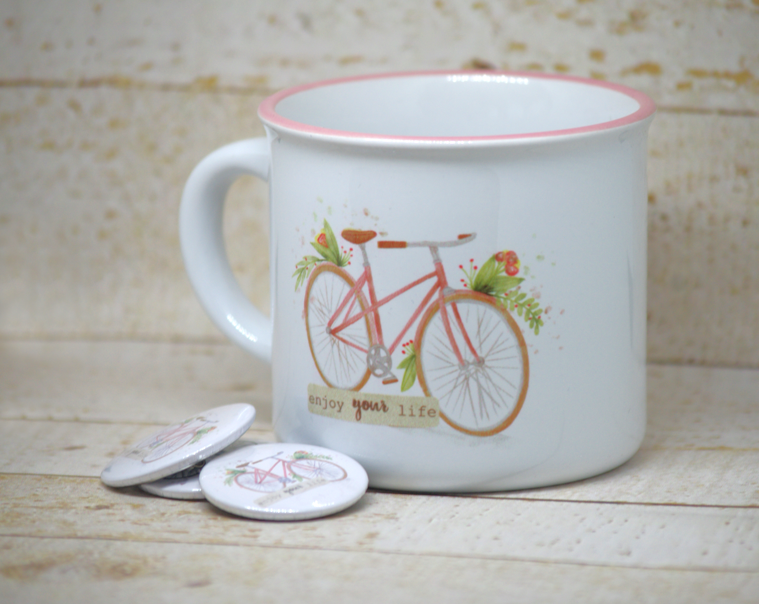 Hrnček Ružový retro bike