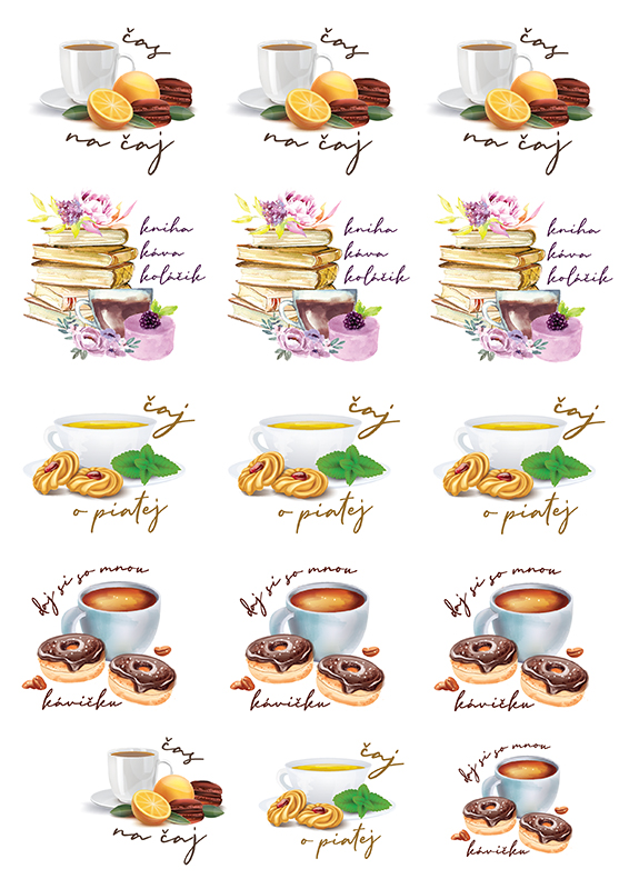 Nálepky Káva alebo čaj a koláčik