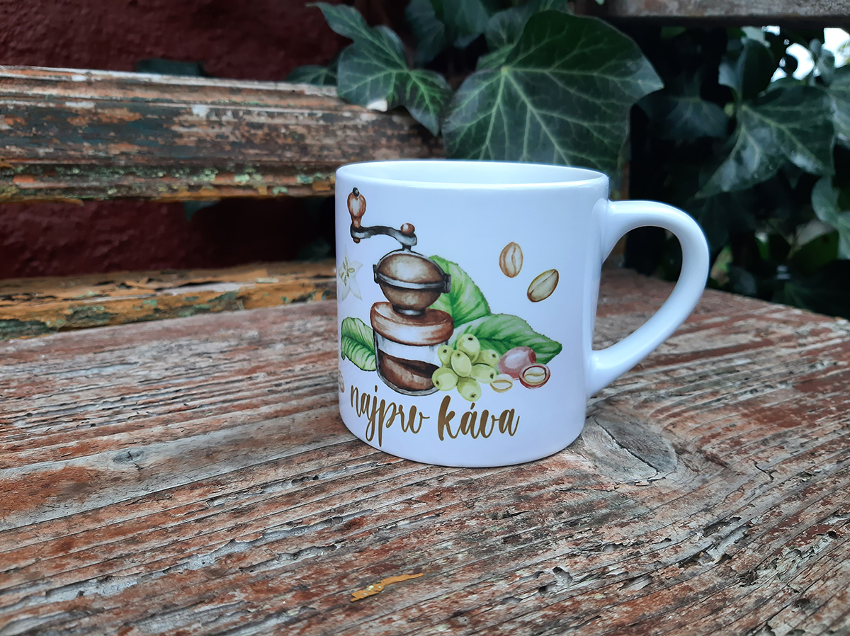 Espresso hrnček Najprv káva