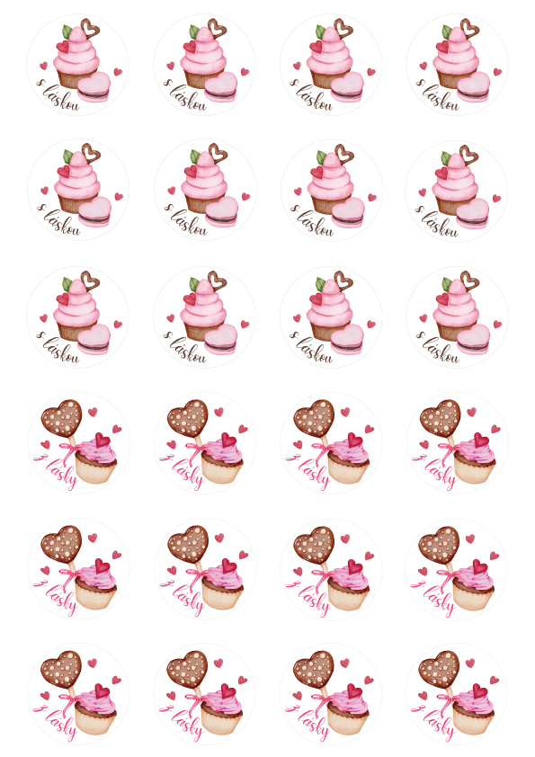 Valentínske koláčiky - nálepky