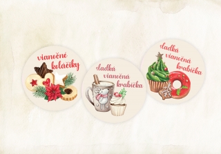 Nálepky na sladké vianočné krabičky