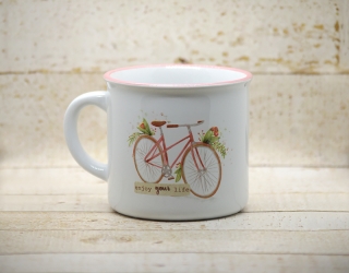 Hrnček Ružový retro bike