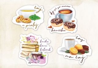 Nálepky Káva alebo čaj a koláčik
